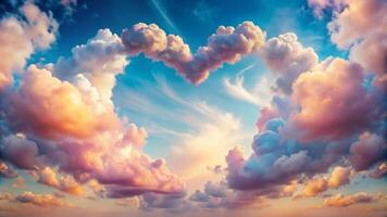 Heart shaped clouds in the sky photo