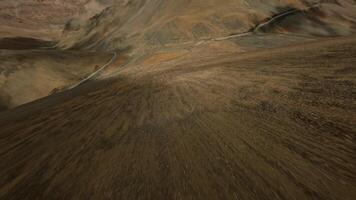 Desert mountain ranges in Tibet view from an FPV drone video