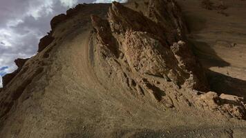 Rocky ridges in the Tibetan Mountains view from an FPV drone video
