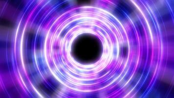Digital futuristic tunnel or travel through time and space at high speed, moving bright neon lines. High tech corridor, warp speed video