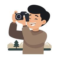 A man taking a photo with a camera vector