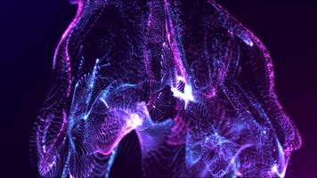 Abstract particles background, neon moving particle, color fluid particles, like a jellyfish, multicolored particles on background, bright background video