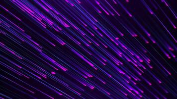 Abstract digital background with glowing neon particles flying down. movement of a stream of glowing bright lines of particles. Seamless loop abstract background video