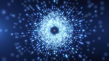 Science fiction or cyber tunnel mesh. Lines and dots form information blocks of a hologram, large data fields. High information technologies. Seamless loop abstract background science fiction theme video