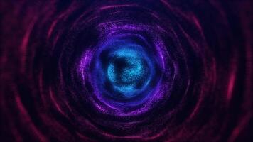 Digital futuristic tunnel of particles with wave energy or travel in time and space. Bright tunnel, warp speed, wormhole. Seamless looping 4k . Screensaver video