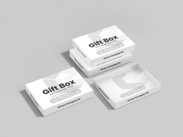 White flat Open product gift box Mockup with realistic look - Studio flat box mock up psd