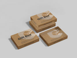 Realistic Jewellery Open Kraft Box 3D Mock-up and Mockup easy to change colors psd
