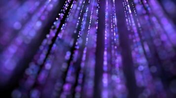 Abstract digital background with glowing neon particles or bright rays of dotted light. movement of a stream of glowing bright lines of particles. Futuristic background. video