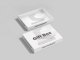 Realistic square Open flat gift box for any product mockup and packaging design - Editable Mock Up psd