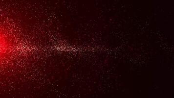 Animation of abstract glowing glitter particles. Flight of bright dots and particles on a red background video