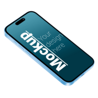 Isometric View of Phone Mockup on Transparent Surface psd