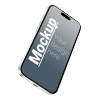 Mockup of white phone in isometry on transparent background psd