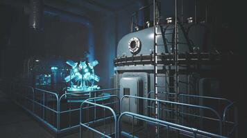 Exploring a high tech lab with glowing machinery and advanced tools video