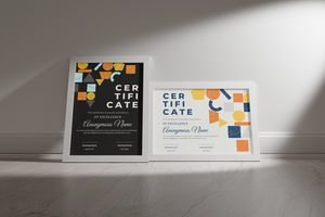 Certificate Frame Mockup view from front psd