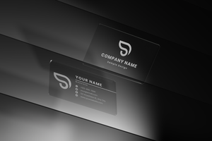 2 side Business Card Mockup floating at chrome background psd