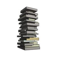 A stack of books is shown in a cartoon style vector