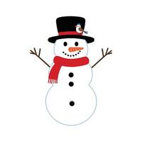 A snowman with a hat and scarf vector