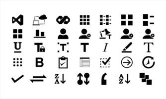 Collection of black glyph icons for UI vector
