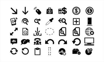 Many black solid computer interface symbols suitable for web design vector