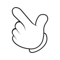 Cartoon hand finger pointing right cursor finger to press button vector