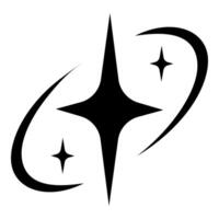 Stylized star with two smaller stars two curved lines around vector