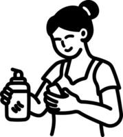 A mother making feeder, hand drawn style icon vector