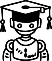 Education robot icon in hand drawn style vector