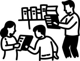 Hand drawn icon of library volunteering vector