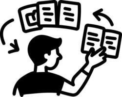 A person taking notes, hand drawn style icon vector