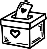 Hand drawn icon of donation box vector
