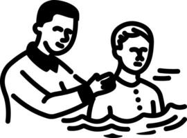 A hand drawn icon of baptism ritual vector