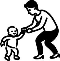Baby walk training icon in hand drawn style vector