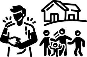 Sketchy style icon of refugee support vector