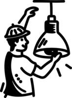 Light fixing icon in hand drawn style vector