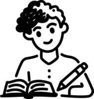 A person writing a book, hand drawn style icon vector