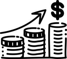 Profit growth icon in hand drawn style vector