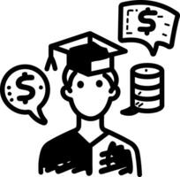 Graduation cost icon in hand drawn style vector