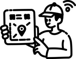 A hand drawn icon of delivery tracking system vector