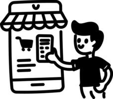 M commerce icon in hand drawn style vector