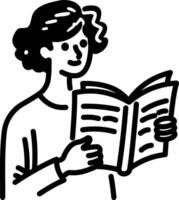 A person reading book, hand drawn style icon vector