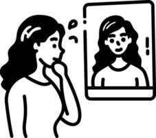 Hand drawn style icon of self reflection vector