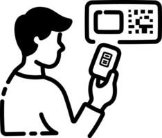 QR scan icon in hand drawn style vector