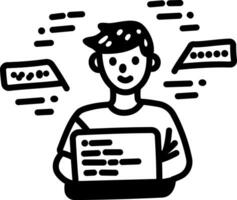 Laptop user icon in hand drawn style vector