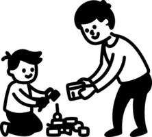 Sketchy icon of father playing with kid vector