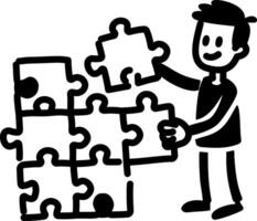 Puzzle solving character icon in hand drawn style vector