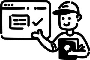Online confirmation icon in hand drawn style vector