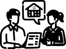 A hand drawn icon of a broker and a customer vector