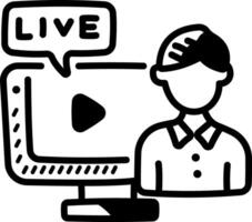 A hand drawn icon of live streaming vector