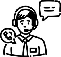 Hand drawn icon of customer service assistant vector