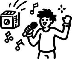 A hand drawn icon of a singing character vector